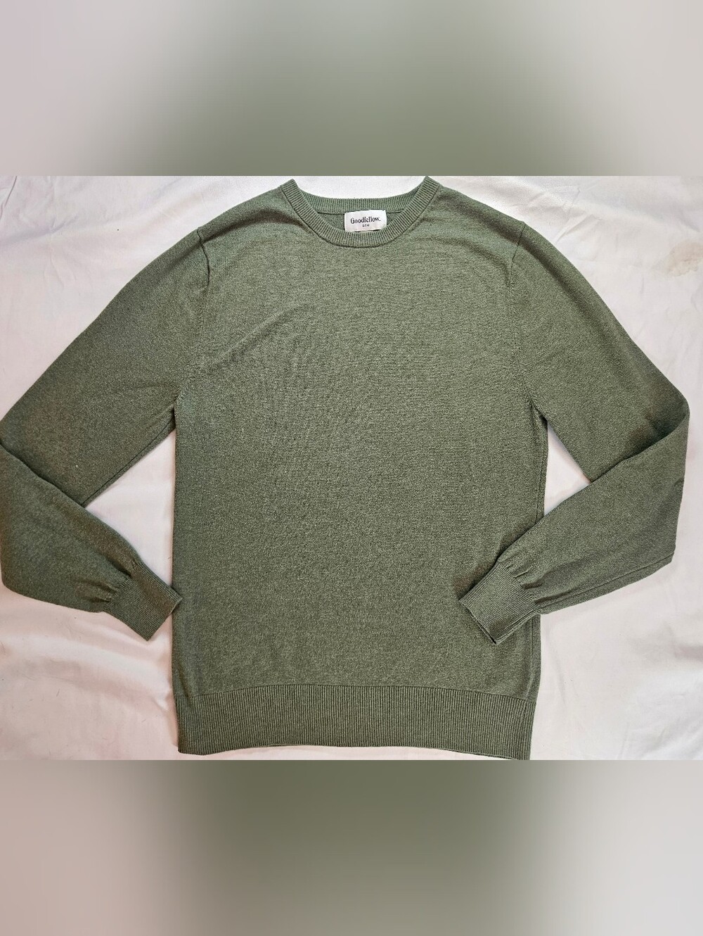 Goodfellow & Co Mens Green Lightweight Long Sleeve Crewneck Sweater Size Small